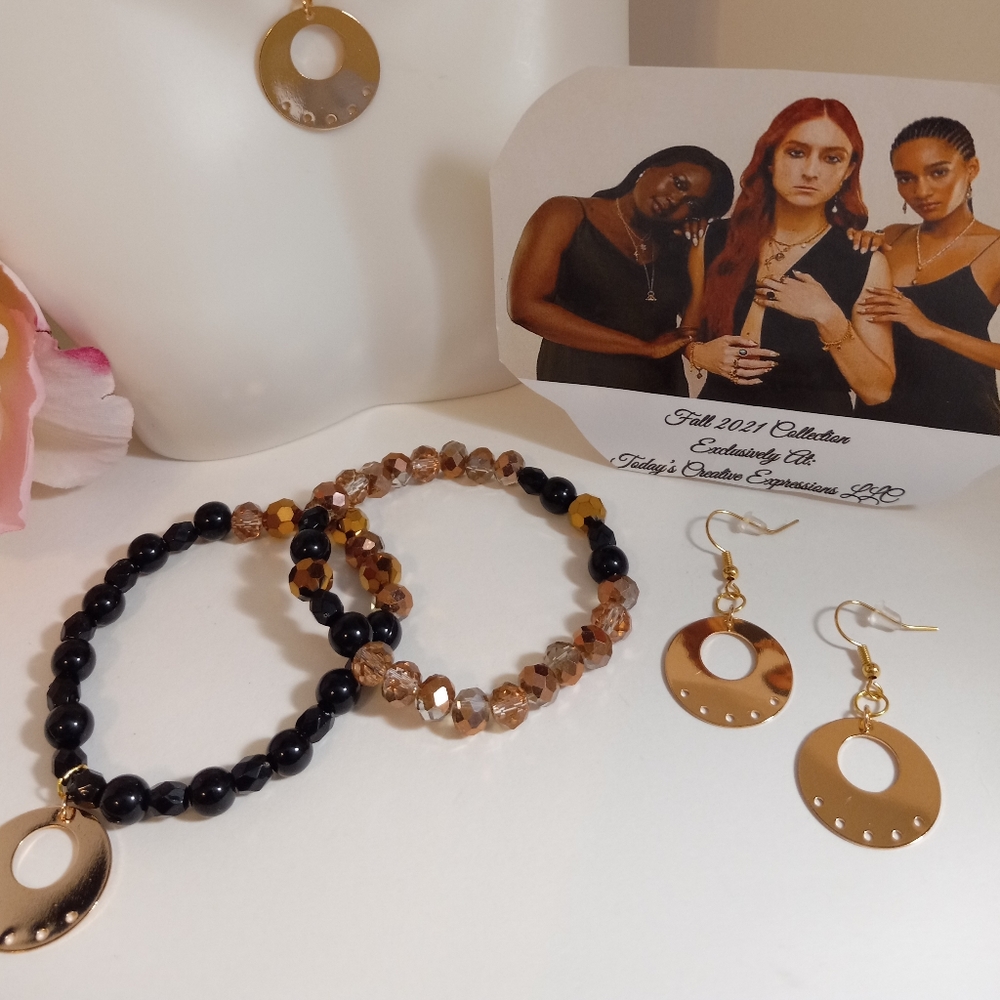 The Fall In Gold Circles Jewelry Set! - Picture 2 of 3